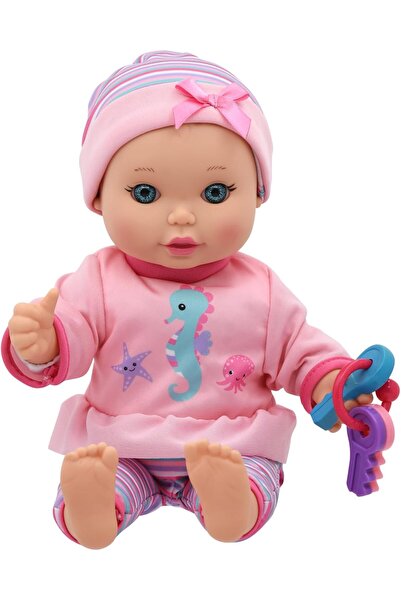 Aspire دمية طفل صغيرة مرحة مع المفاتيح، مقاس 11 بوصة، لون وردي