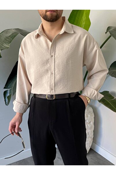 KHAYN ERKEK MODAL KUMAŞ OVERSİZE DÜĞMELİ MODERN GÖMLEK K3008G