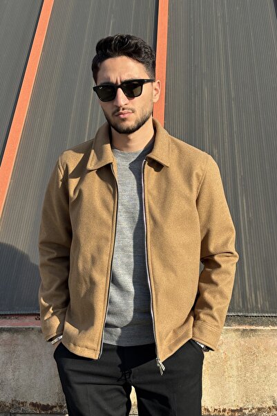 inpool Men'S, Standard-Fit, Zipper Detail, Shirt Collar, Cashmere Jacket 626