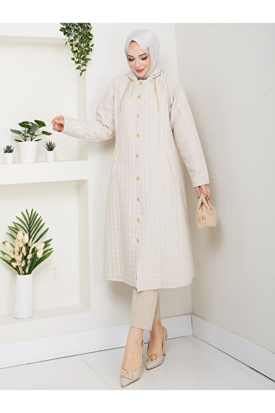 MODAMARKM MODAMARKAM KAPÜŞONLU ZİNCİR DETAYLI KAPİTONE MONT