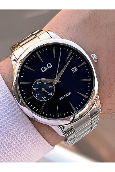 Q&Q Day Function Dial Steel Band 2 Years Warranty 3 Atm Water Resistant Men's Wristwatch Q003.A1