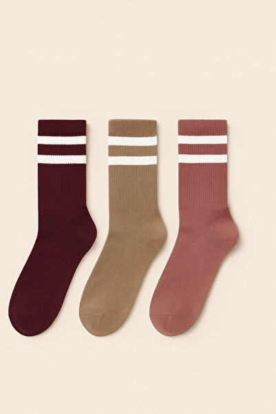 Katia&Bony Unisex Stripe Patterned Socks Purple Mix