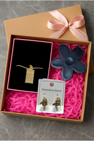 Be Fancy Hediyelik Takı Kutusu Çelik Külçe Kolye/Taşlı Küpe Ve Saç Tokası