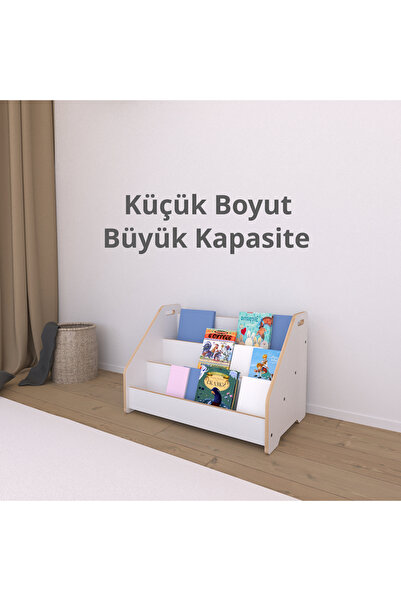 Minera Anka Montessori Ahşap Yer Kitaplığı / Beyaz