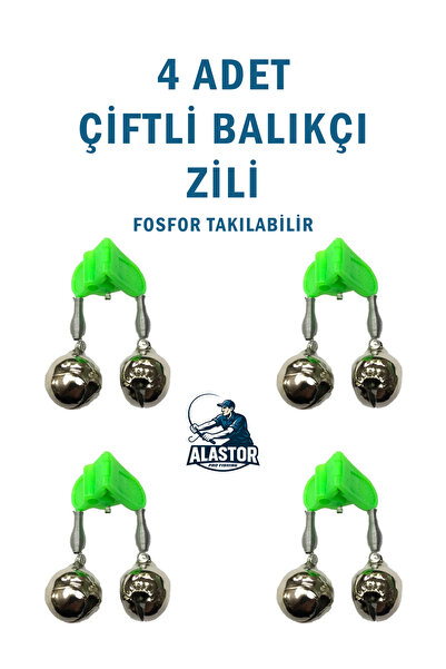 ALASTOR Balıkçı Zili Fosfor Takılabilir Çiftli Zil 4'Adet