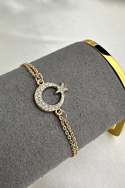 Modex Crystal Stone Embroidered Moon Star Bracelet (17+5cm)