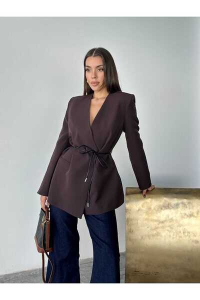 mydukkan.co Deri Kemerli Blazer Ceket