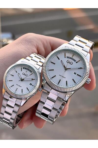 Q&Q Steel Cord 2 Years Warranty 3 Atm Water Resistant Wristwatch Special for Lovers and Couples Qq.Cf001.2