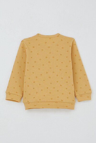 Breeze Baby Boy Pajama Set with Shoulder Patches, Mini Geometric Shapes, 4 Months-1 Year, Mustard Yellow