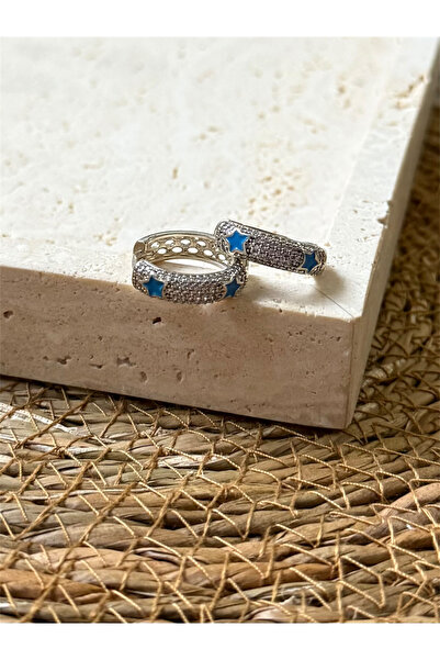 FIERA JEWELRY Blue Enamel Star Detail Women's Earrings