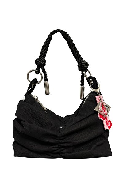 Y.M YÜZÜCÜ MARKETİ حقيبة كتف من هايي ستوديو - أسود فضي صغير (23 × 14 × 7 سم)