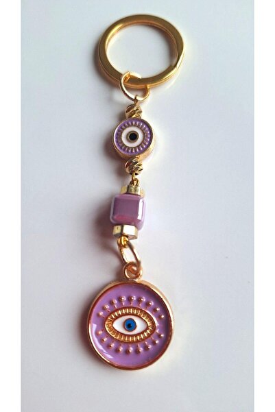 Svc Aksesuar Δώρο Μωβ μπρελόκ με χάντρες του κακού ματιού (Μήκος 10,5 εκ.)