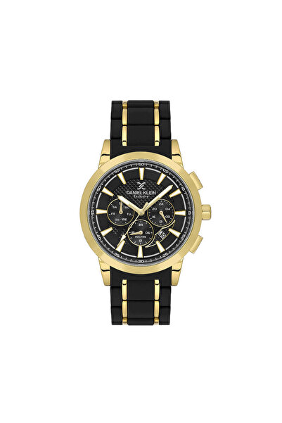 Daniel Klein Exclusive Black and Gold Stainless Steel and Silicone Watch for ...