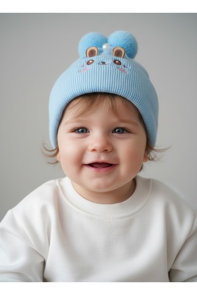 gigigiyim Knitted Unisex Baby Beanie with Rabbit Ears