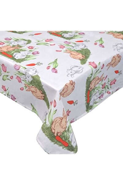 OEM Față de masă decorativă cu iepurași pentru Paște, 180x140 cm
