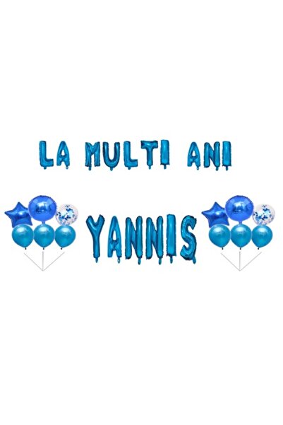 OEM Σετ μπαλονιών «Happy Birthday» του Γιάννη, διακοσμητικό για τούρτα, μπλε,...