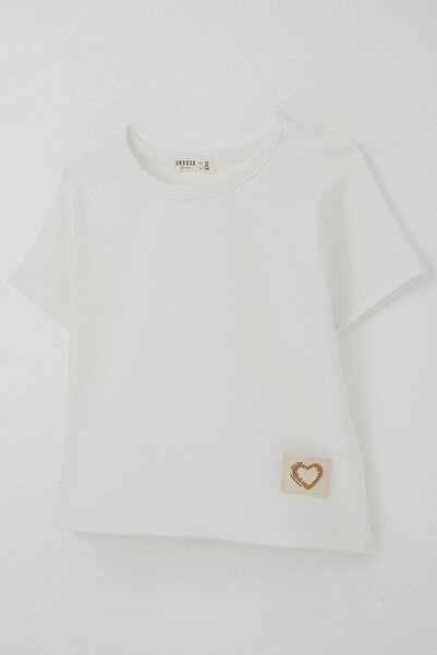 Breeze Κοριτσίστικο μπλουζάκι με σήμα καρδιάς 9-14 ετών, εκρού