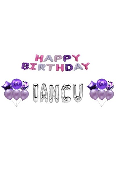 OEM Set baloane „La mulți ani, Iancu”, decor tort, multicolor și argintiu, 35...