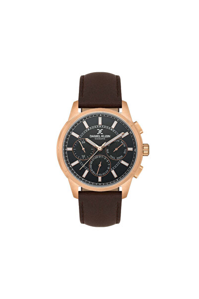 Daniel Klein Exclusive Dark Brown Leather Watch for Men DK.1.14209-5