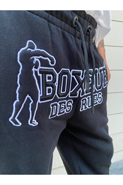 Boxeur Des Rues Black Sweatpants with Embroidery Details