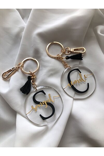 ALAYRA International Name Keychain Monogram Keyring Customizable Acrylic Keyr...