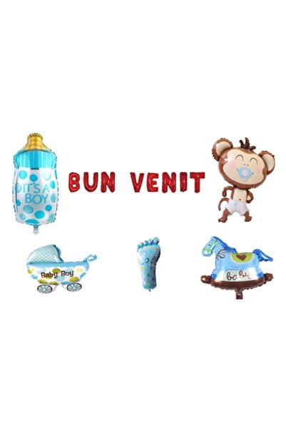 OEM Set baloane de bun venit pentru bebeluș băiețel, decor tort, 14 buc, roșu
