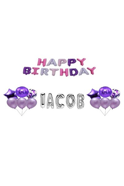OEM Set baloane La mulți ani Iacob, decor tort, multicolor și argintiu, 35 buc