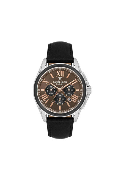 Daniel Klein Exclusive Black Leather Watch for Men DK.1.14223-6