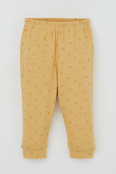 Breeze Baby Boy Pajama Set with Shoulder Patches, Mini Geometric Shapes, 4 Months-1 Year, Mustard Yellow