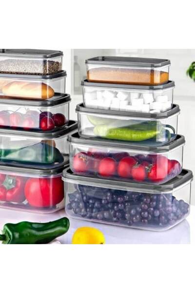 Jumbo Set of 5 Food Containers with Lids, Transparent, 330ml/530ml/850ml/1300ml/2100ml