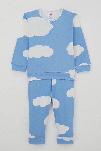 Breeze Baby Boy Pajama Set with Cloud Pattern on the Shoulder, 4 Months-1 Year, Blue