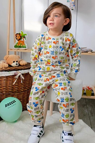 Breeze طقم رياضي للأولاد بنقشة الحمار الوحشي، للأعمار من 1.5 إلى 5 سنوات، لون...