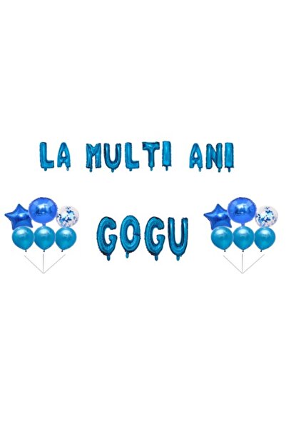 OEM Set baloane Gogu La mulți ani, decor tort, albastru, 35 buc