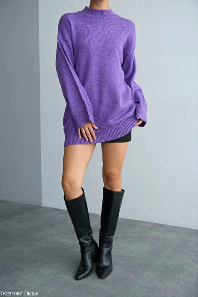 cemo Yüksek Yaka Oversize Triko Kazak