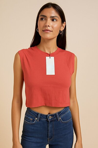 Giyimodam Sleeveless Mini Crop Top Tile Color