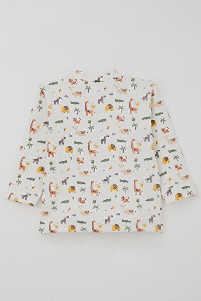 Breeze Baby Boy Pajama Set Baby Zoo 4 Months-1 Year, Ecru