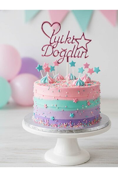 Magique Party Mika ''İyi ki Doğdun'' Pasta Süsü - Pembe Metalik