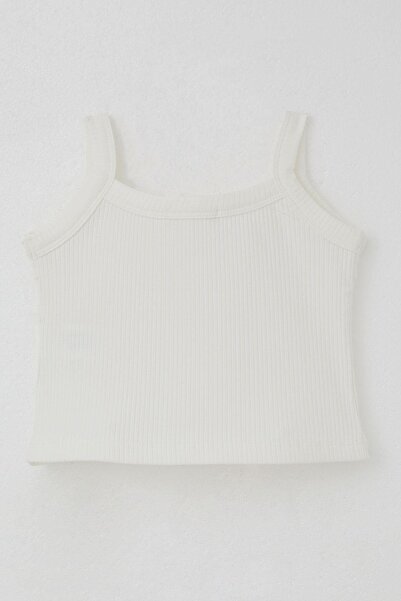 Breeze Κοριτσίστικο μπλουζάκι με λουράκια με λεπτομέρεια βολάν 8-14 ετών, εκρού