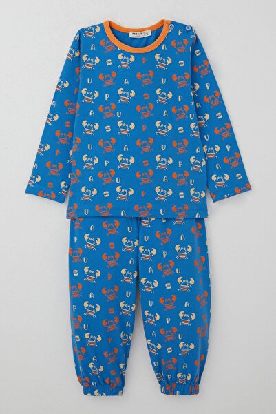 Breeze Boy's Pajama Set Cute Crab Pattern 1-3 Years Old, Cobalt Blue