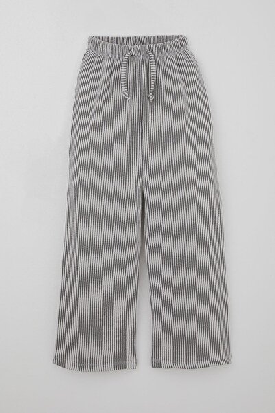 Breeze Girl's Pants with Stripes and Lace Accessories, Elastic Waist Detail, Ages 8-14, Mixed Colors