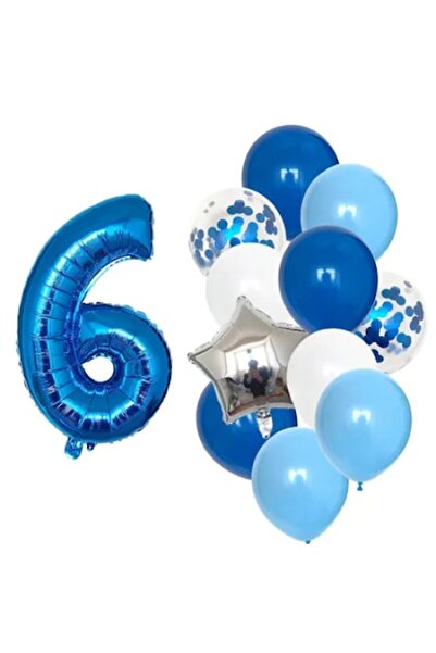 OEM Set of 12 Birthday Balloons, 6 Years, boy, blue