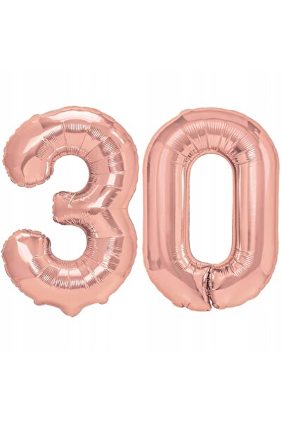 Vixen Birthday Balloon, Number 30, 100 cm, Rose Gold Metallic