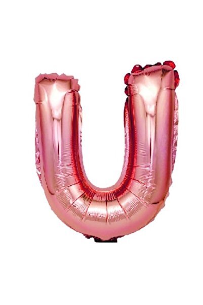 OEM Balon cu litera U, auriu-roz, 40 cm