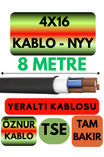 Avarson Öznur 4X16 NYY (Yeraltı Kablosu) Metre Seçenekli 8 METRE