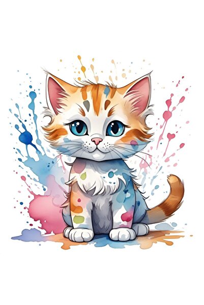 ALAYRA International لوحة فنية جدارية مؤطرة من قماش ملون لقطط صغيرة لطيفة - د...