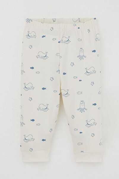 Breeze Baby Boy Pajama Set with Pockets on the Shoulders, Cute Sea Animals Pattern, 4 Months-1 Year Old, Cream