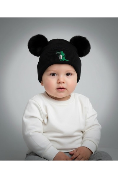 gigigiyim Double Pompom Dinosaur Knitwear Baby Beanie