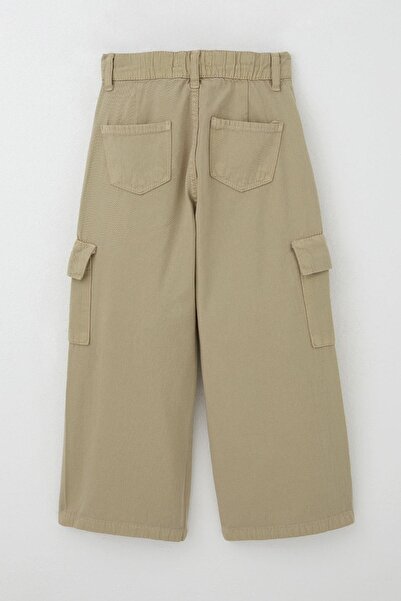Breeze Girl's Gabardine Trousers Cargo Pocket Detailed 5-14 Years Old, Khaki Green
