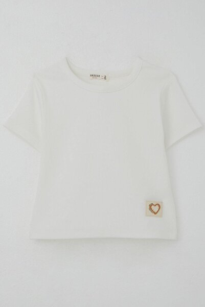 Breeze Κοριτσίστικο μπλουζάκι με σήμα καρδιάς 9-14 ετών, εκρού