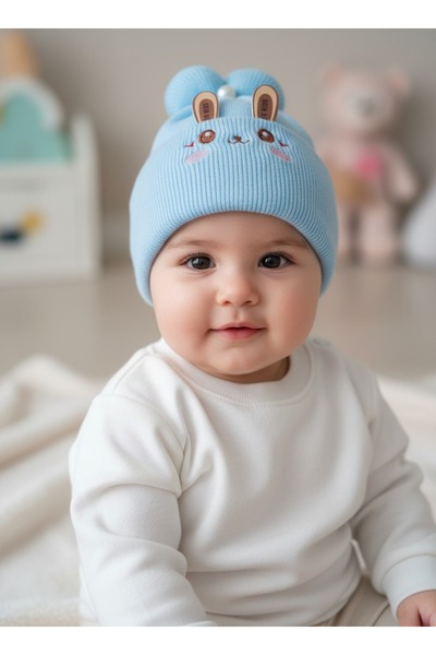 gigigiyim Knitted Unisex Baby Beanie with Rabbit Ears